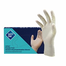 Safety Zone® Vitex® 4 Mil Beige Vinyl Powder-Free Exam Gloves, 10 bxs/cs